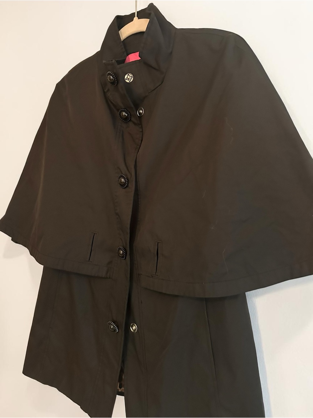 Betsey Johnson Black Cape Jacket with Button Front